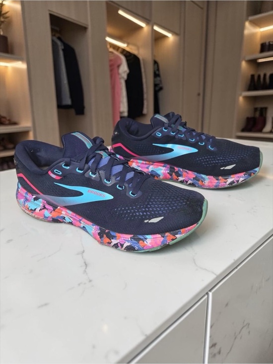 Brooks Shoes - Brooks Ghost 15 Women's Running Shoes Navy Blue Teal  Pink  Sneakers Size 11